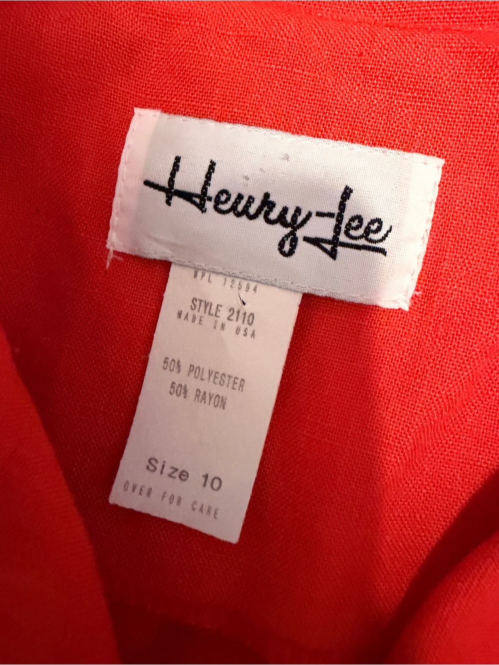 Vintage Henry Lee orange red button up collared midi knee length dress 70s 80s - Picture 3 of 8